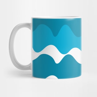 Blue and white horizontal waves pattern Mug